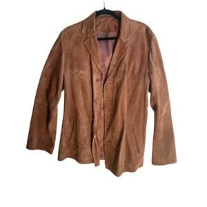 Vintage Incos Moda Pelle Suede Leather Jacket Men’s Medium Honey Brown Button Up